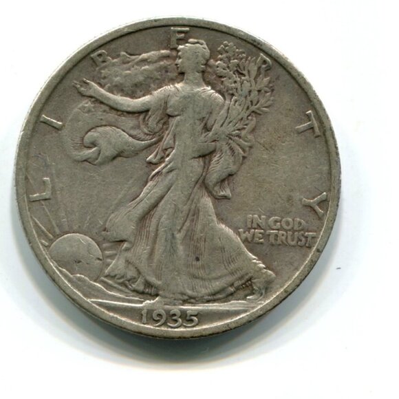 1935-S USA Walking Liberty Silver Half Dollar Coin (#1122) - Picture 2 of 2